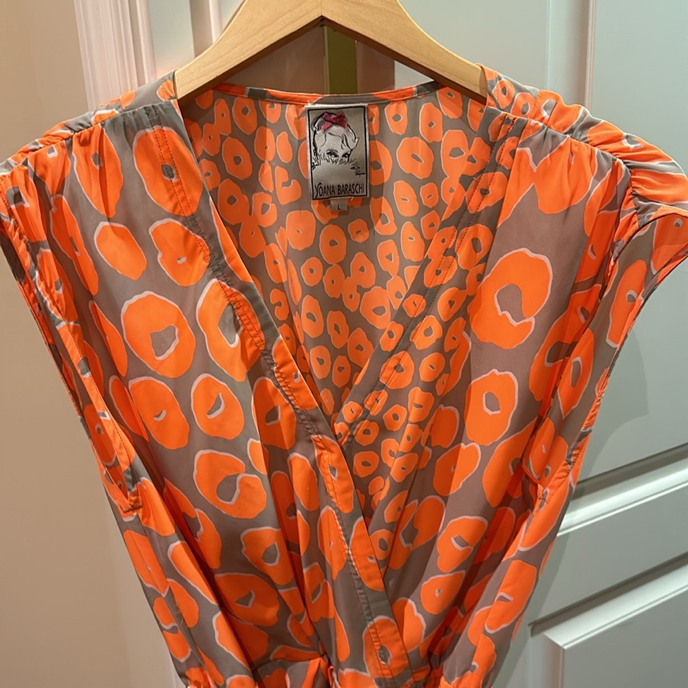 Yoana Baraschi Woman’s Dress Size Large Orange/Gray - Picture 2 of 6